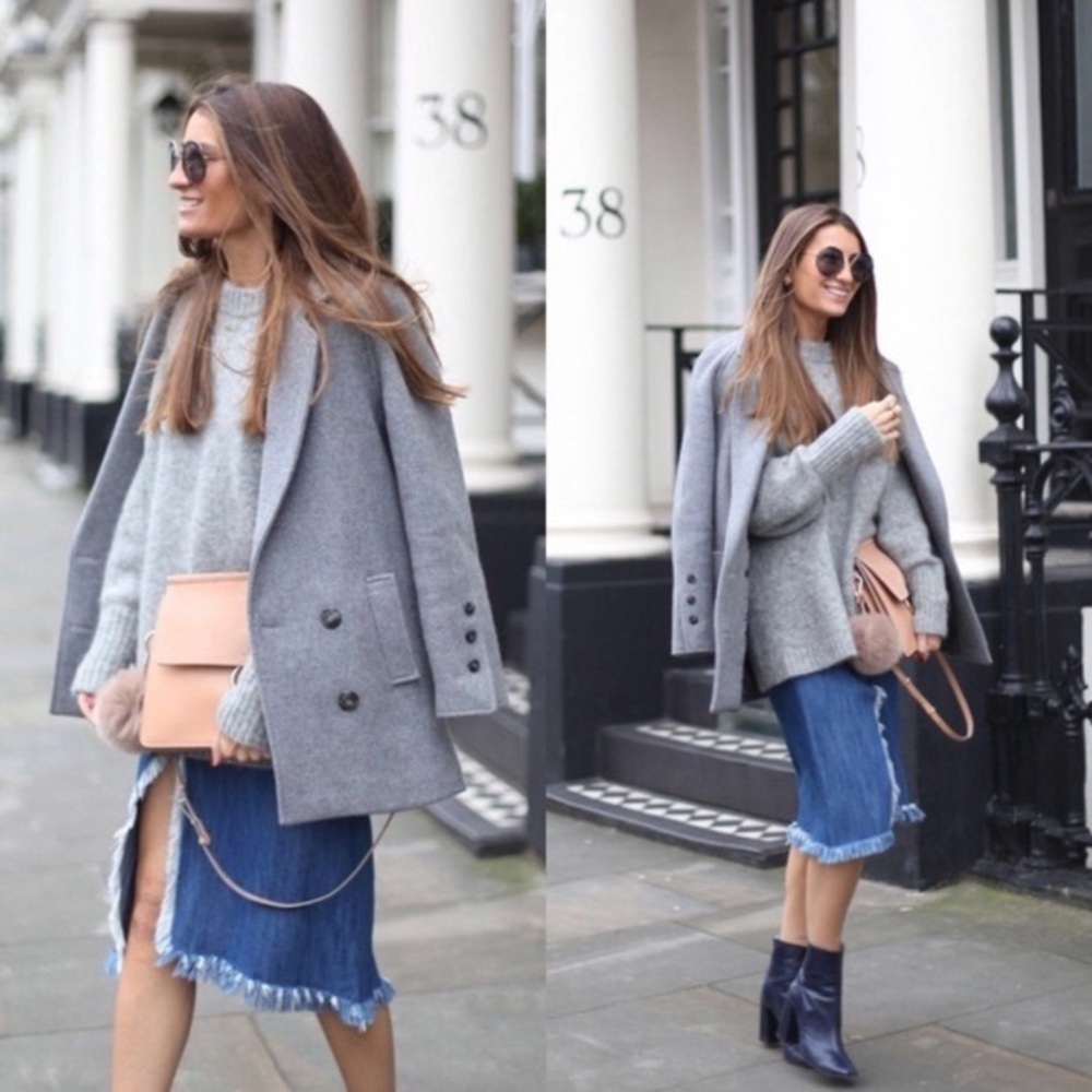 ZARA BLOGGER FAVORITE FRONT SLIT DENIM SKIRT